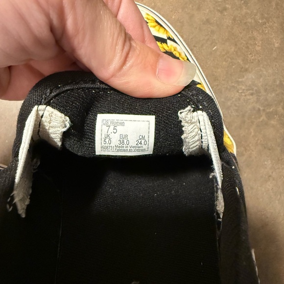 Vans Black and White Sunflower Slip-Ons - Picture 6 of 6